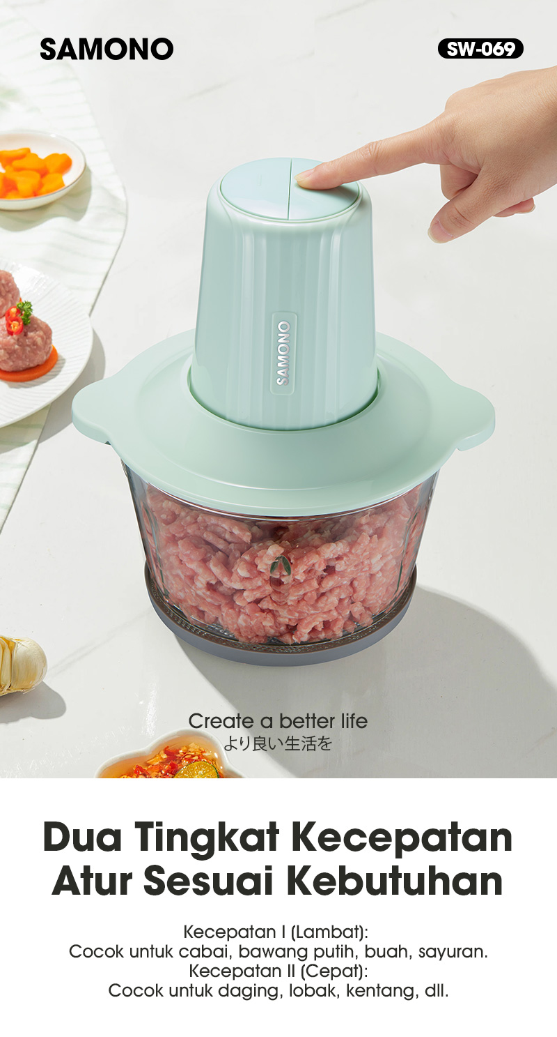 Jual [Spesial TOP Creator] SAMONO Food Chopper 2.2L Kaca chopper daging ...