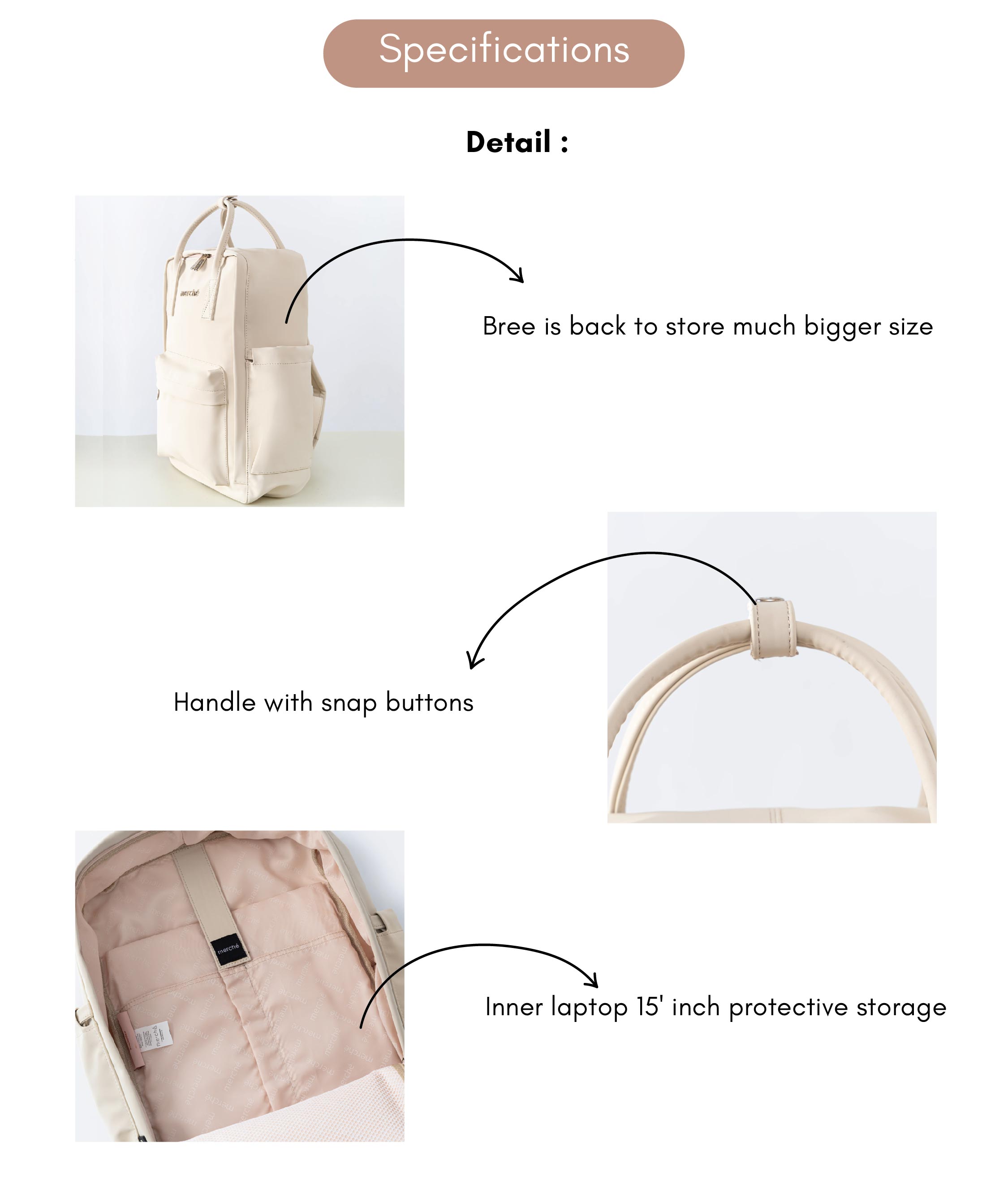 Jual Merche Tas Wanita Backpack Bree Maxi Black Label | Shopee Indonesia
