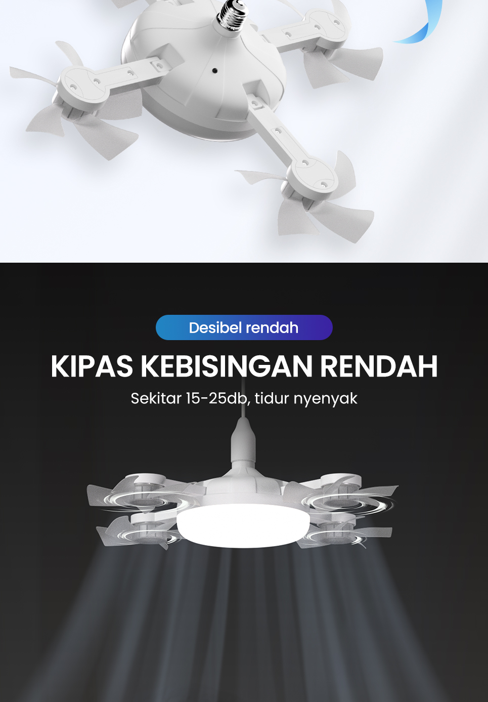 Jual Han River 4Heads Kipas Angin Plafon 60W 2in1 Lampu Kipas Angin LED ...