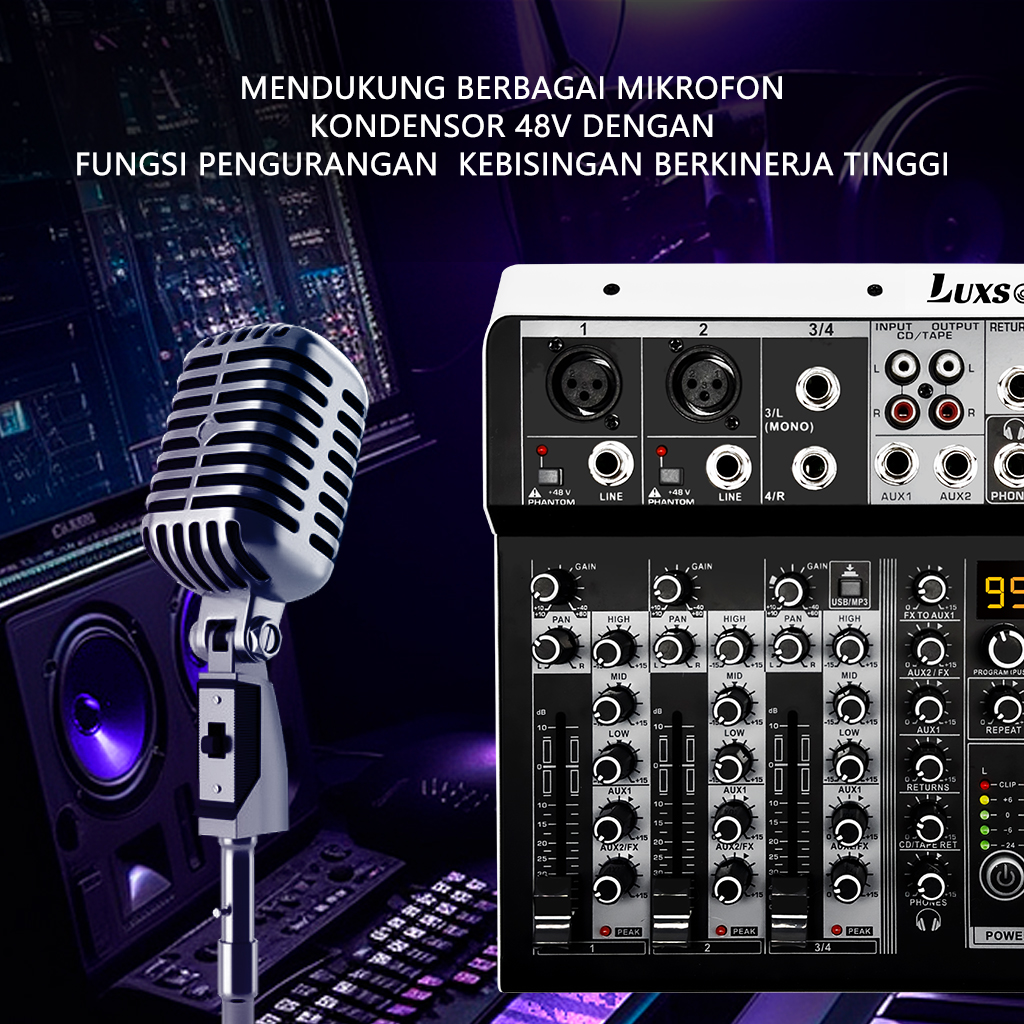 Jual LUXSONA 4/6 channel Mixer audio/99DSP Mixer suara /Misker audio ...