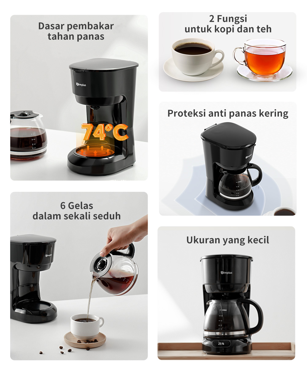 Jual Simplus Coffee Maker Mesin Kopi Drip Rumahan Kapasitas Besar 750ml ...