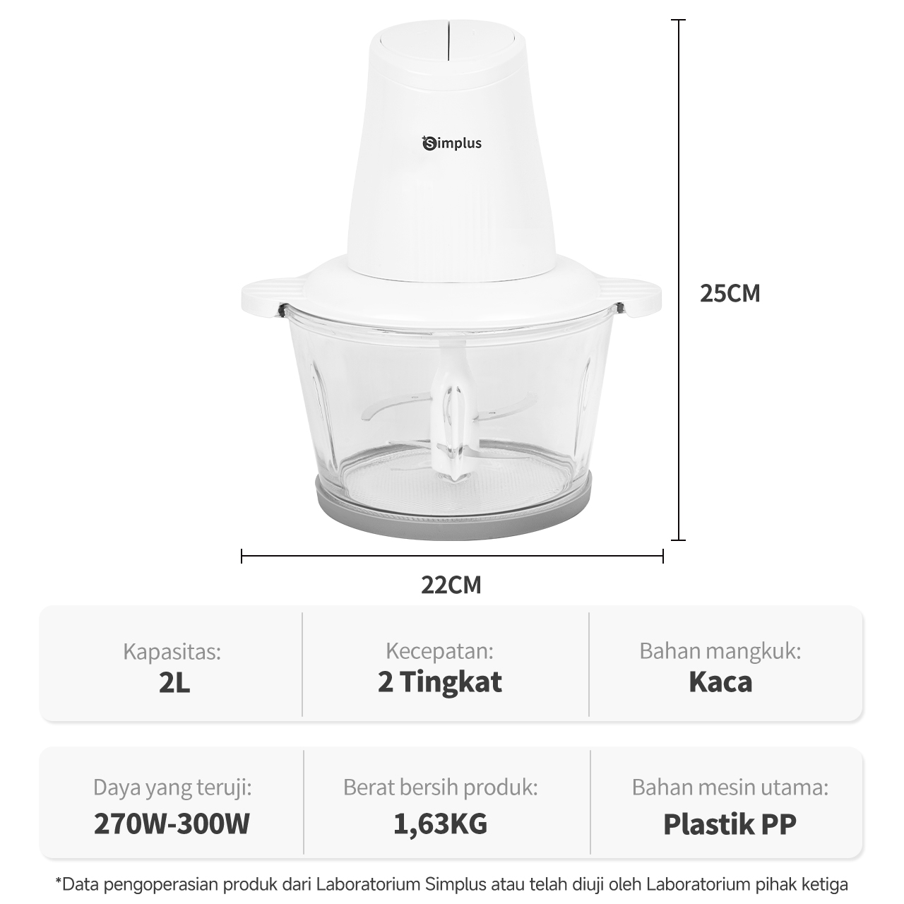 Jual Simplus Chopper Blender 2L Penggiling Daging Bumbu Cabai Serbaguna ...