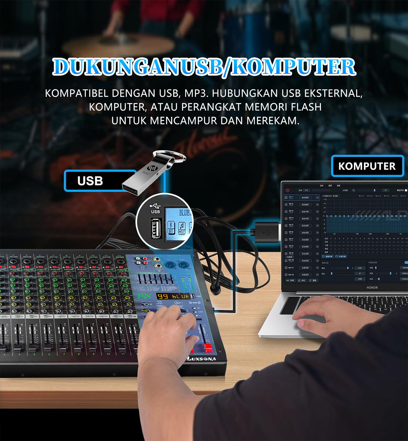 Jual LUXSONA 12 Channel Mixer Audio Professional mixer karaoke 99DSP ...