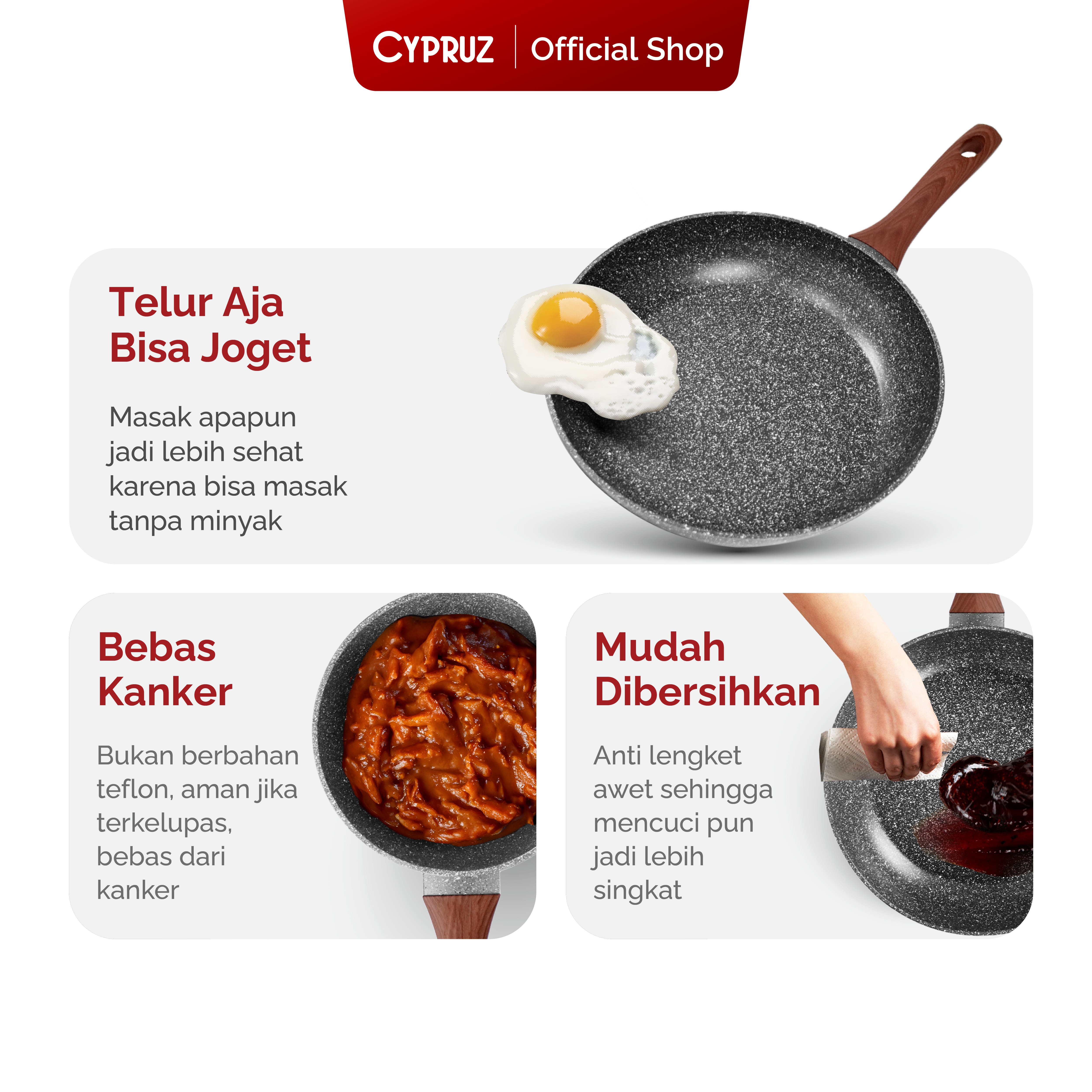 Jual Cypruz Cookware Set Grey Marble Series Panci Set Anti Lengket ...