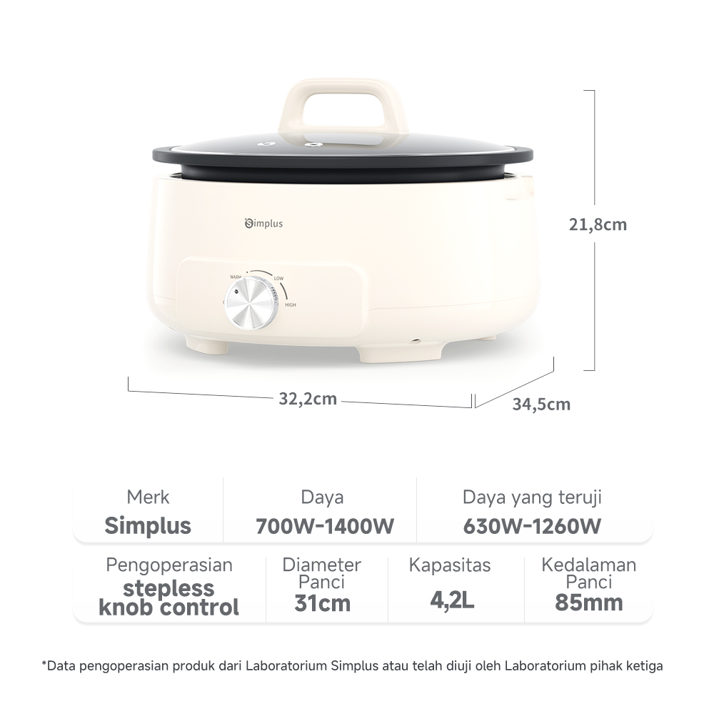Jual Simplus Panci Listrik Multifungsi 4.2L Anti Lengket, untuk Memasak ...