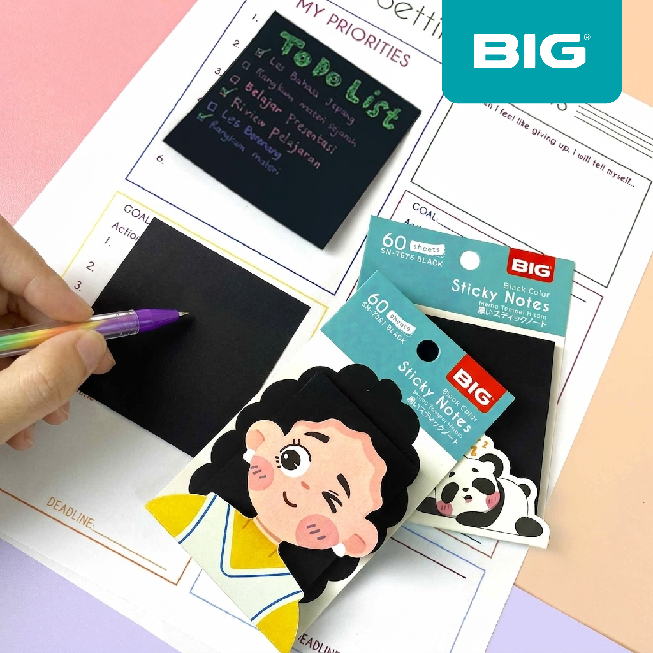 Jual BIG Sticky Notes Hitam Black/ Memo Tempel Hitam/ Perintilan ...