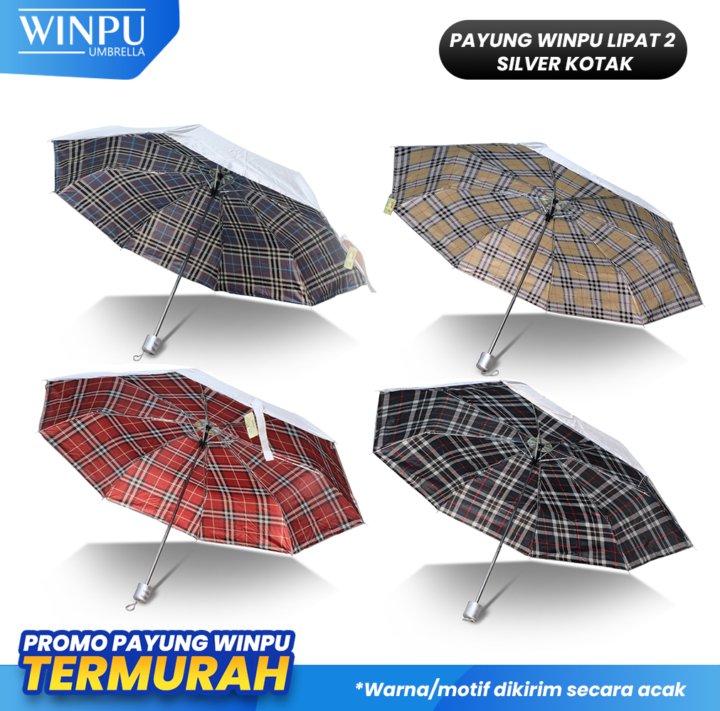 Jual WINPU payung lipat 2 murah motif silver kotak tebal bagus obral ...