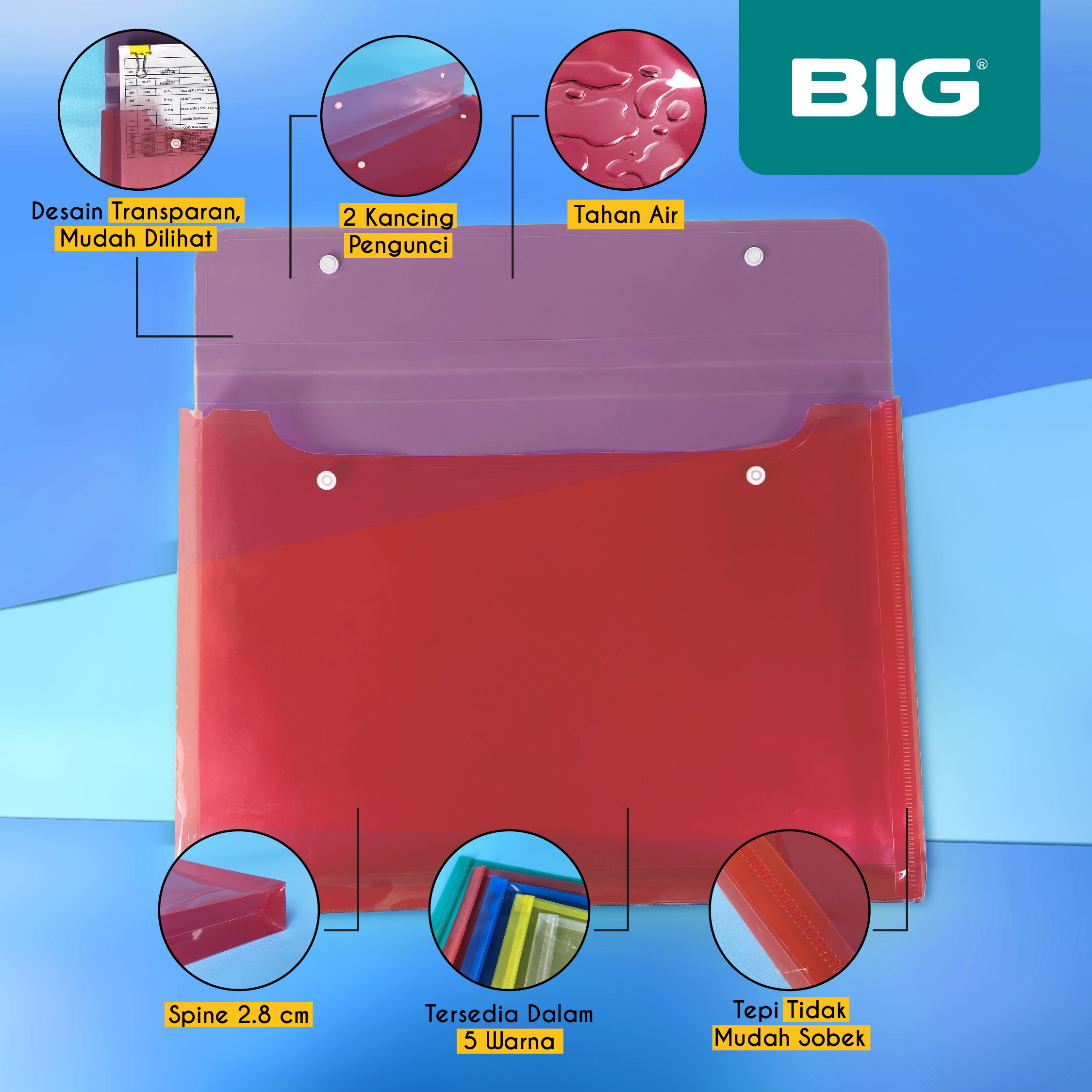 Jual 1 Pcs BIG Map Kancing 2 F4 Folio Plastik Map Dokumen Kancing 2 ...