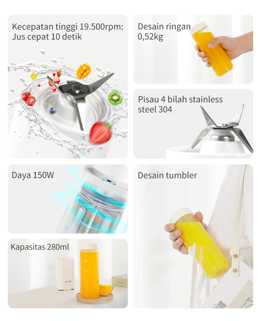 Jual Simplus Blender Juicer Portabel Tumbler Travel Cup Daya 150W ...