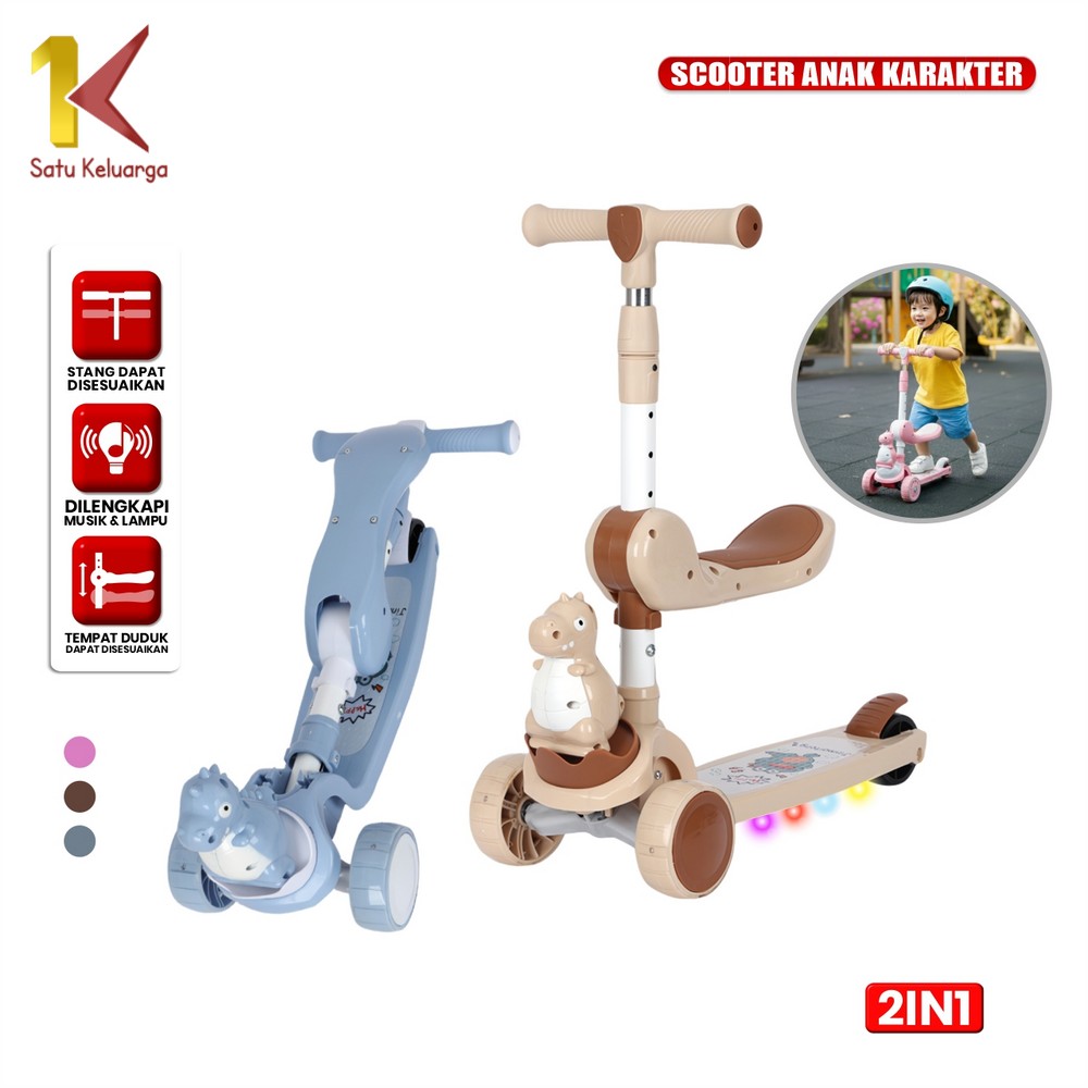 Jual Satu Keluarga Scooter Anak 3 Roda Bisa Dilipat M392 Mainan Skuter ...