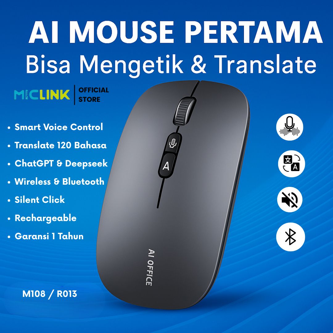 Jual MICLINK RULINK M108 R013 Smart AI Mouse Voice Typing Translate ...