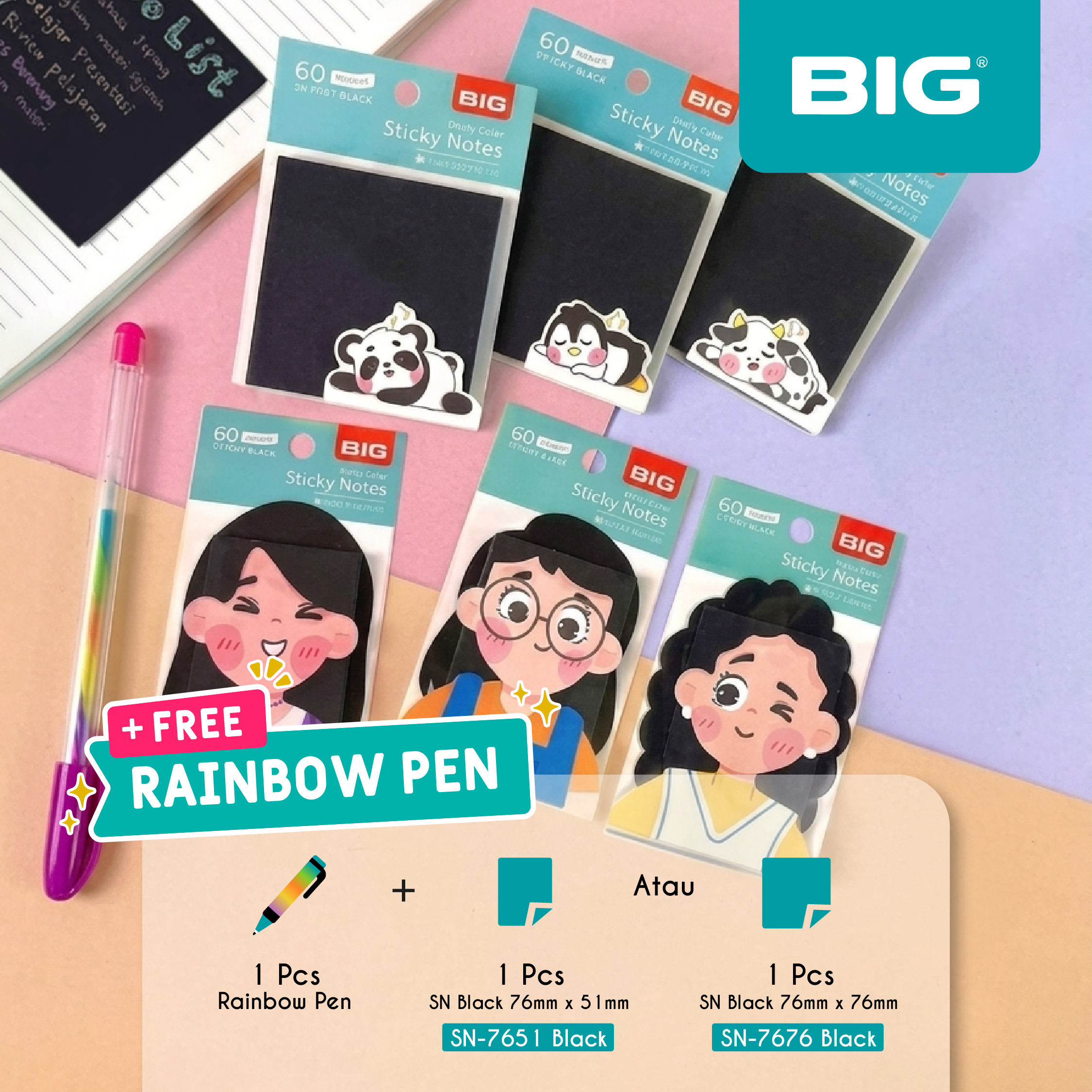 Jual BIG Sticky Notes Hitam Black/ Memo Tempel Hitam/ Perintilan ...