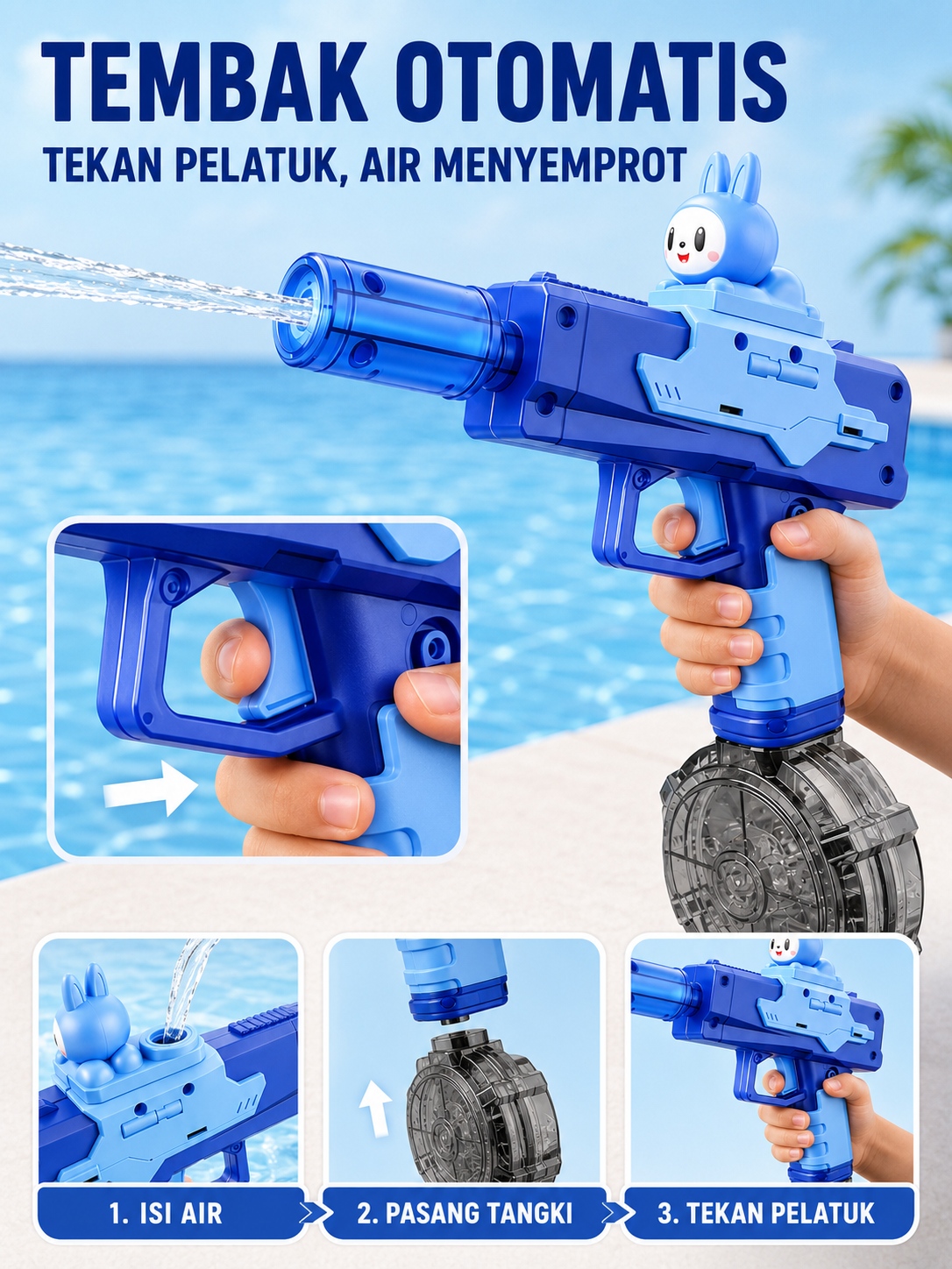 Jual Snapzy Pistol Air Elektrik Anak Otomatis LED Tangki Besar Baterai ...