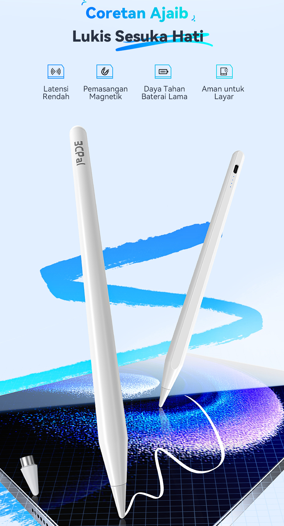 Jual 3CPal Stylus Pen Universal Android Magnetic - Pena Kapasitif untuk ...