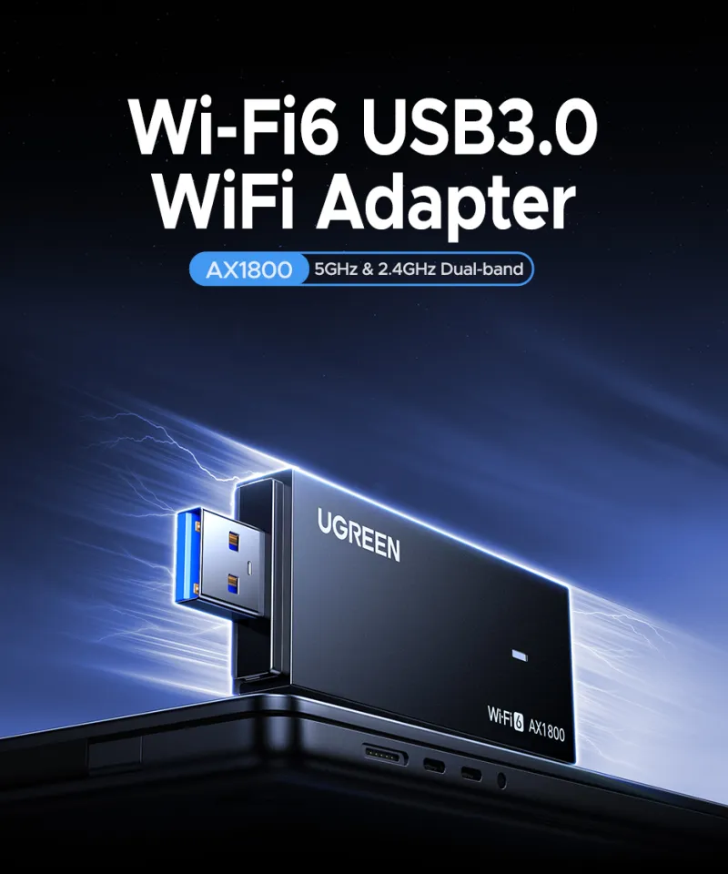 Jual UGREEN Wifi 6 USB Adapter Reciever Dual Band 2.4GHz-5GHz Max ...