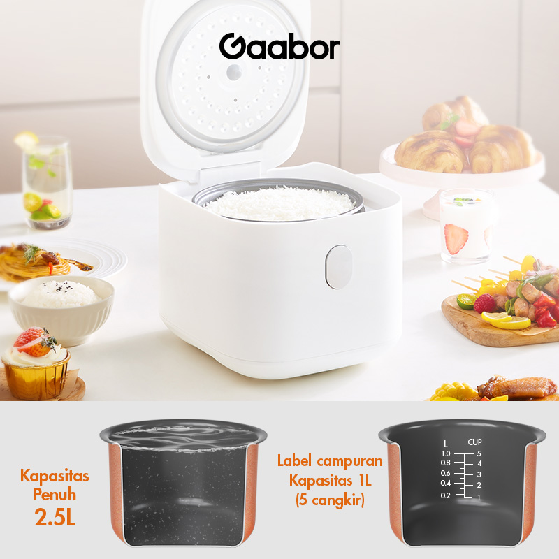 Jual Gaabor Mini Rice Cooker 1L Digital Low Watt 400W – 3in1 Cook Steam ...