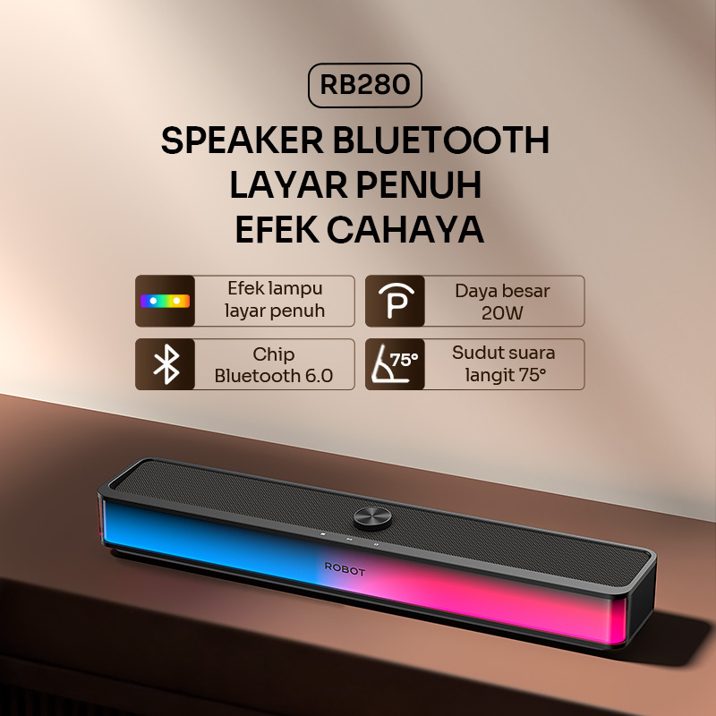 Jual ROBOT Speaker Bluetooth Soundbar Computer TV 20W RGB Light Full ...