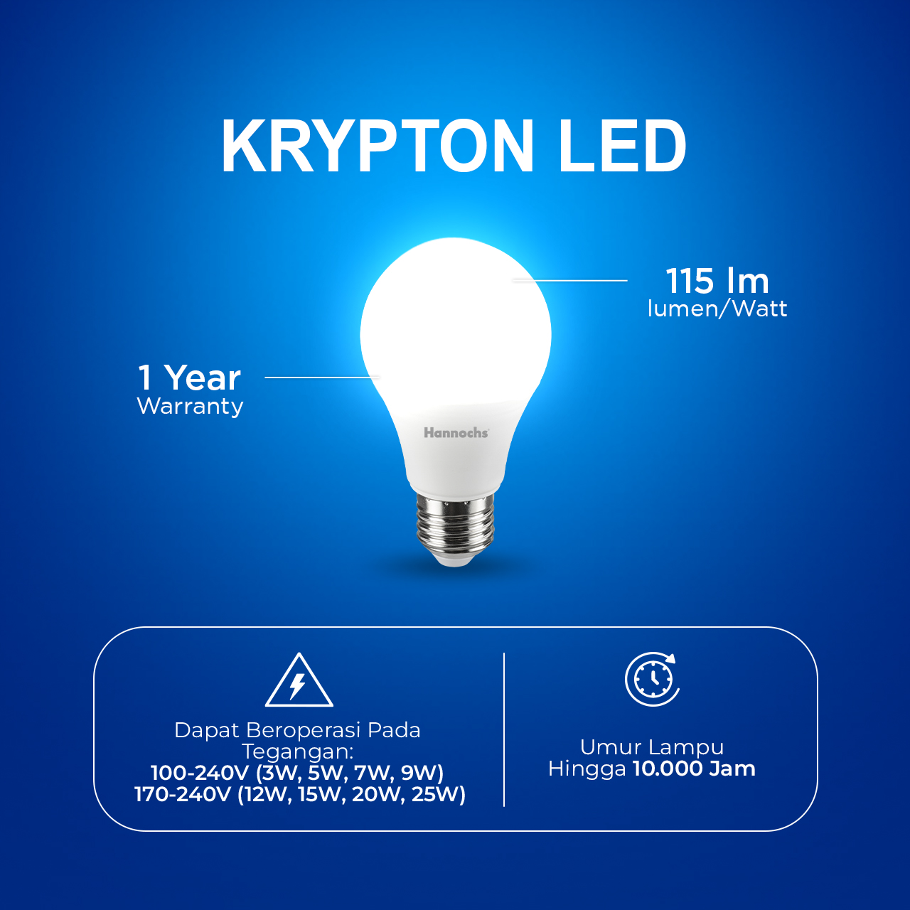 Jual Hannochs Lampu Bohlam LED Krypton 7W Cahaya Putih Paket isi 4 Pcs ...