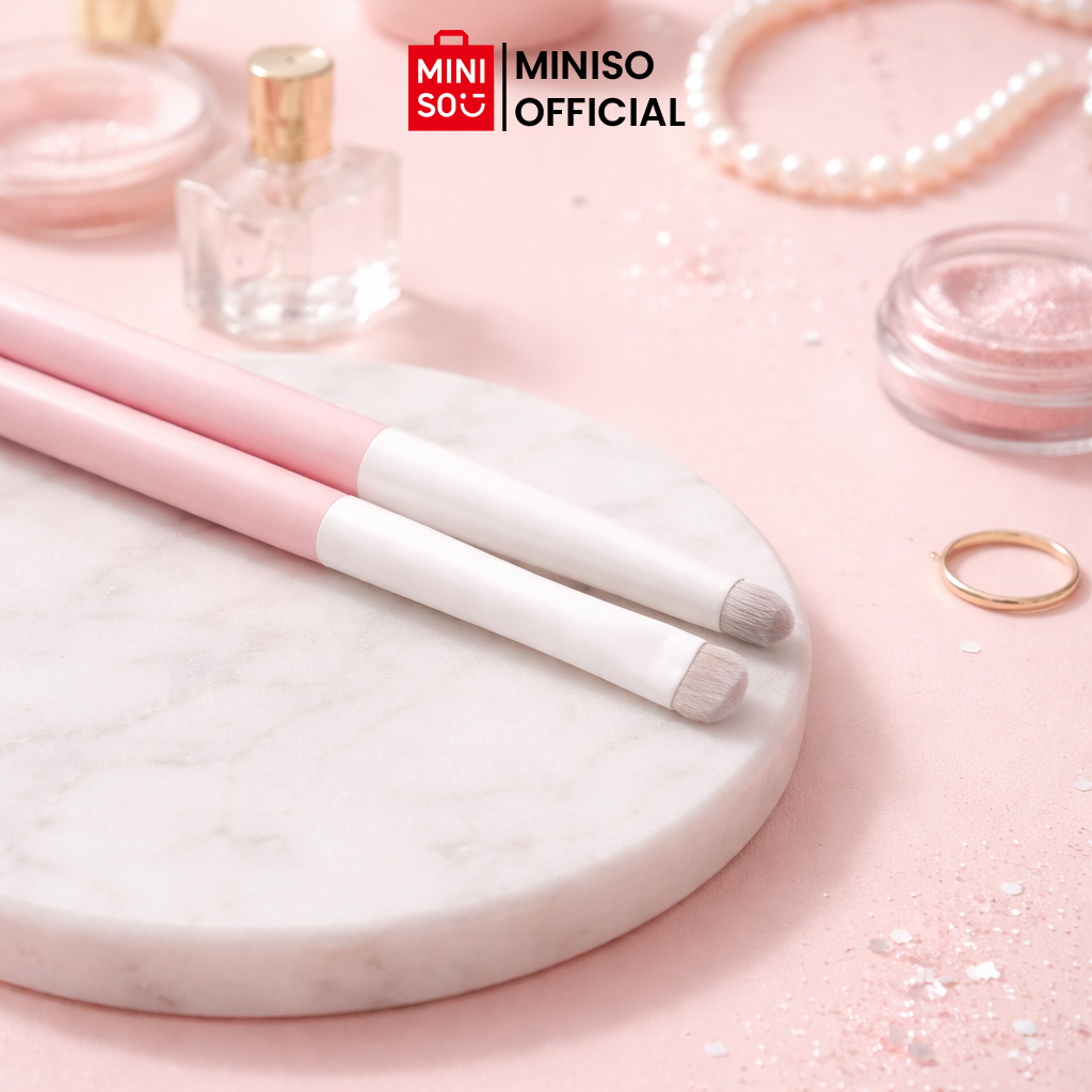 Jual MINISO Pink Series Brush Make Up Powder Brush Contour Brush Kuas ...