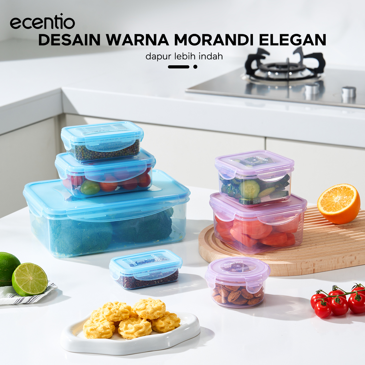 Jual [kol exclusive] ecentio food container 7pcs anti tumpah kotak ...