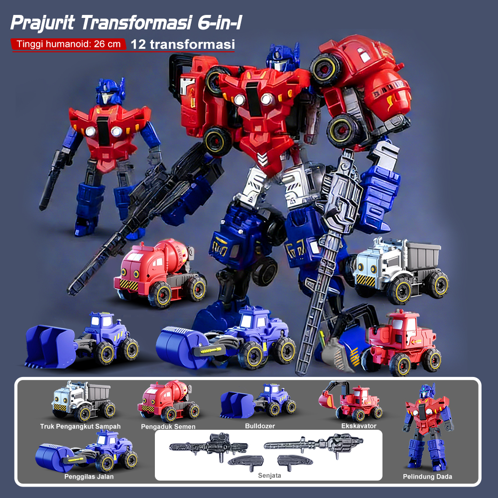 Jual WETECH Mainan Robot Deformasi 6-in-1 Robot Rakitan Optimus Primer ...