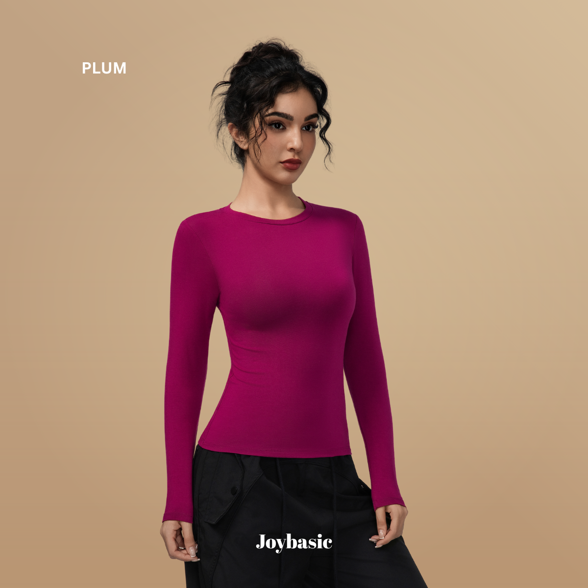 Jual Joybasic - [All Day Fit] Crew Neck Fitted Long Sleeve T-shirt ...