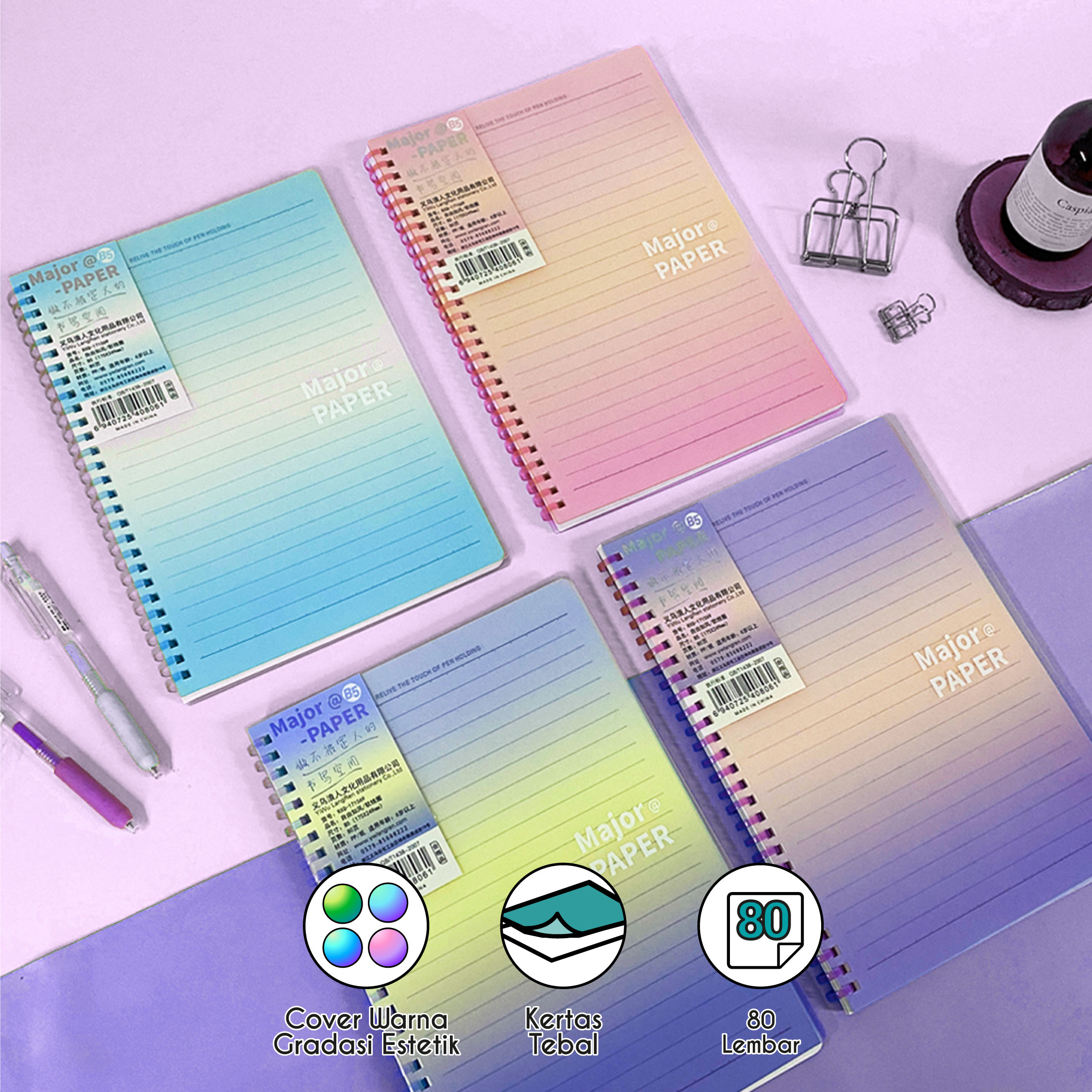 Jual Binder Notebook Spiral B5 Kertas Tebal 80 Lembar Cover Gradasi ...