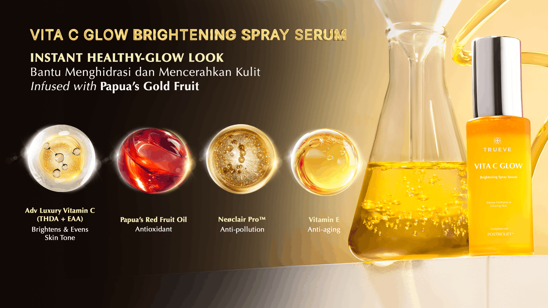 Jual Trueve Vita C Glow Brightening Spray Serum 50ml – Serum Spray Dual ...