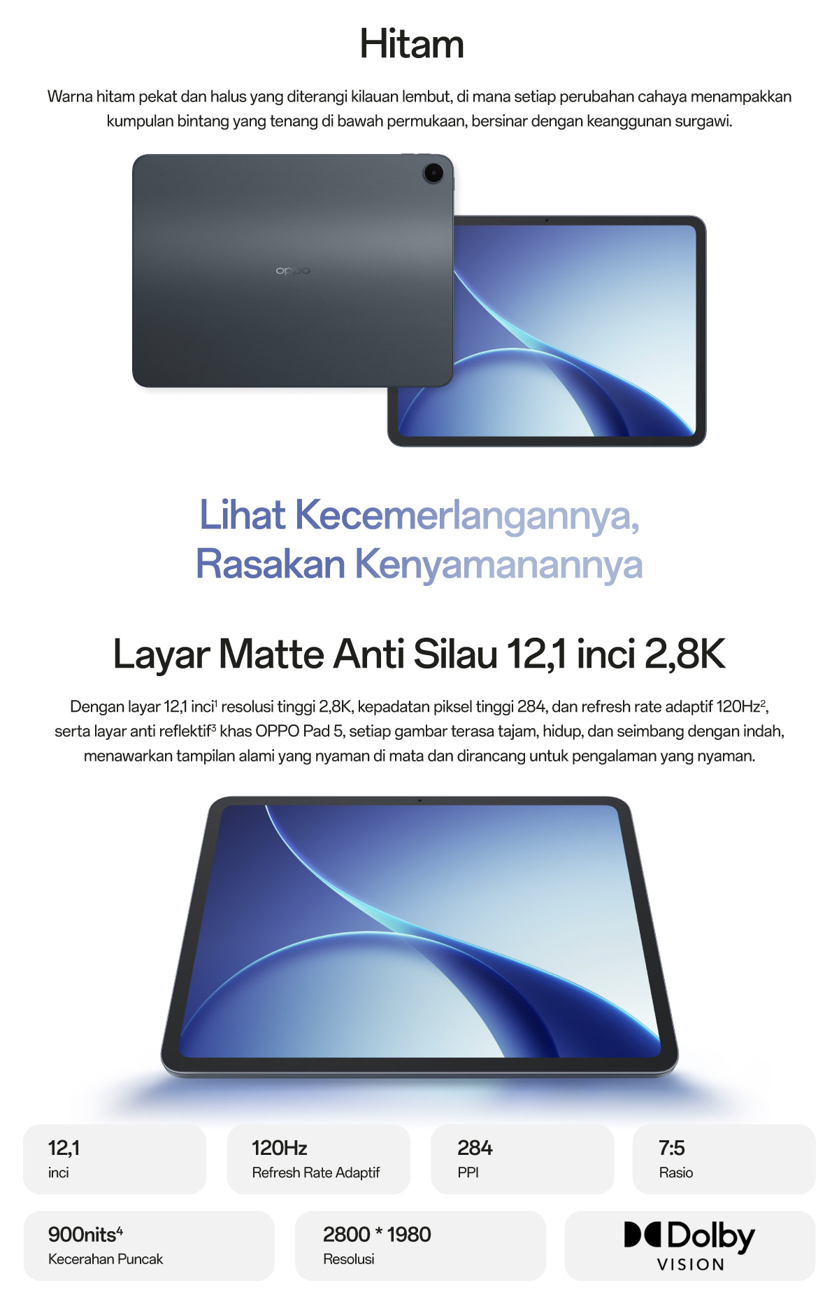 Jual [NEW] OPPO Pad 5 Matte Display Edition 8GB/256GB Starlight Black ...