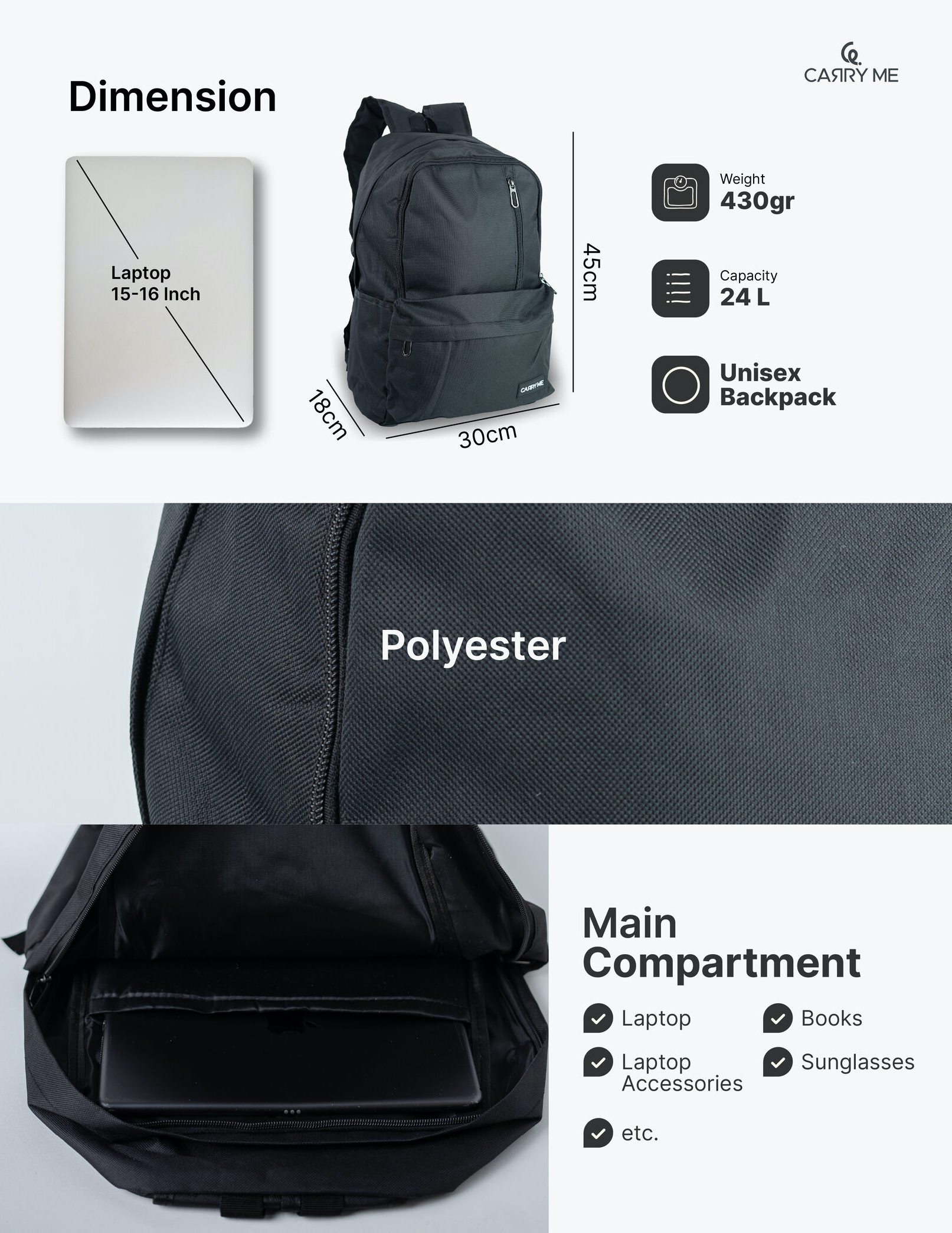 Jual Carry Me - Metro One Backpack / Ransel Wanita Pria | Shopee Indonesia