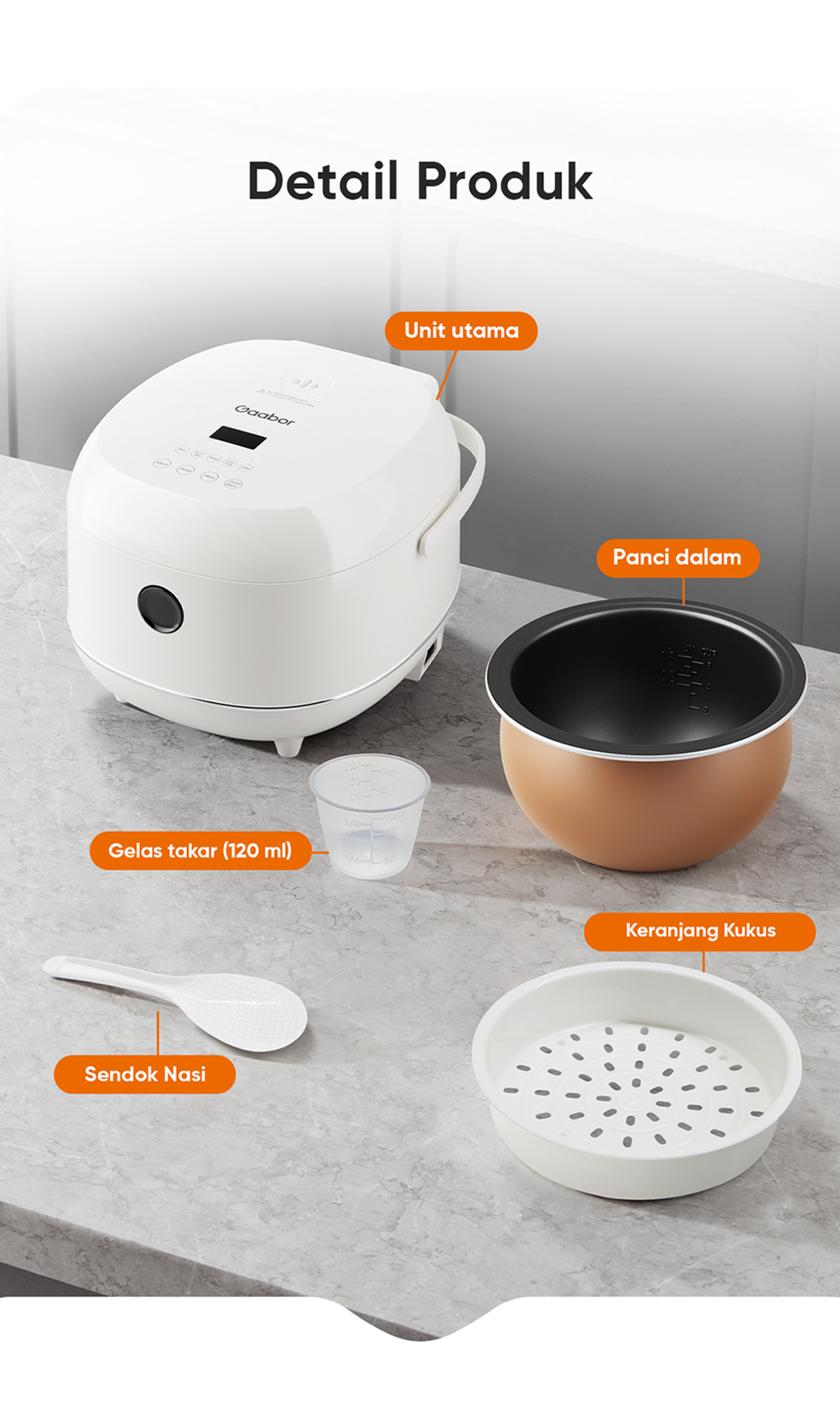 Jual Gaabor Rice Cooker 1.2L Magic Com Anti Lengket Low Watt 500W ...