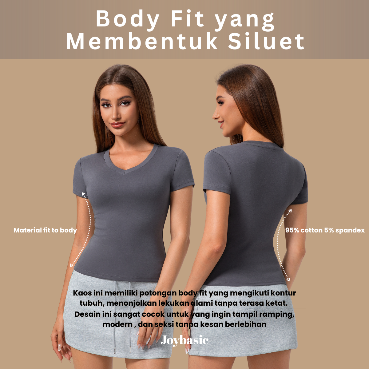 Jual Joybasic - [Core Shape] V-Neck Cotton Fitted T-Shirt | Shopee ...