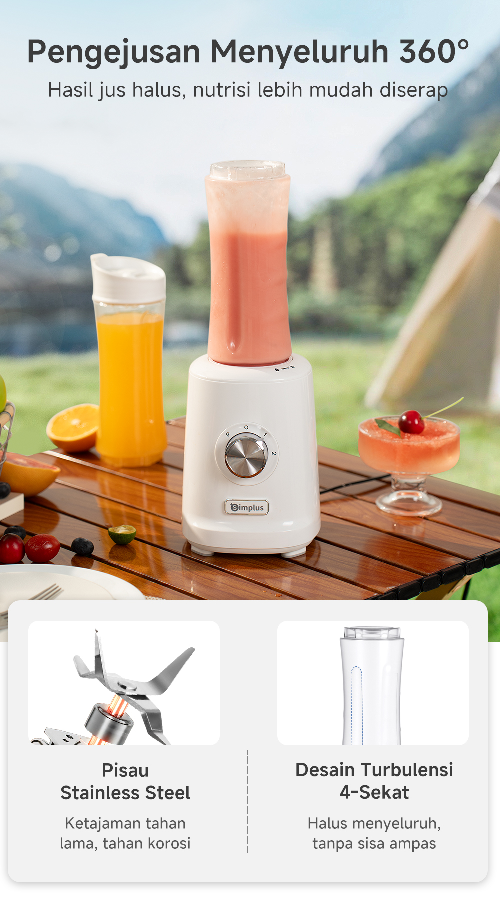 Jual Simplus 2-in-1 Blender 700ml Kapasitas Besar 2 Tumbler Travel Cup ...