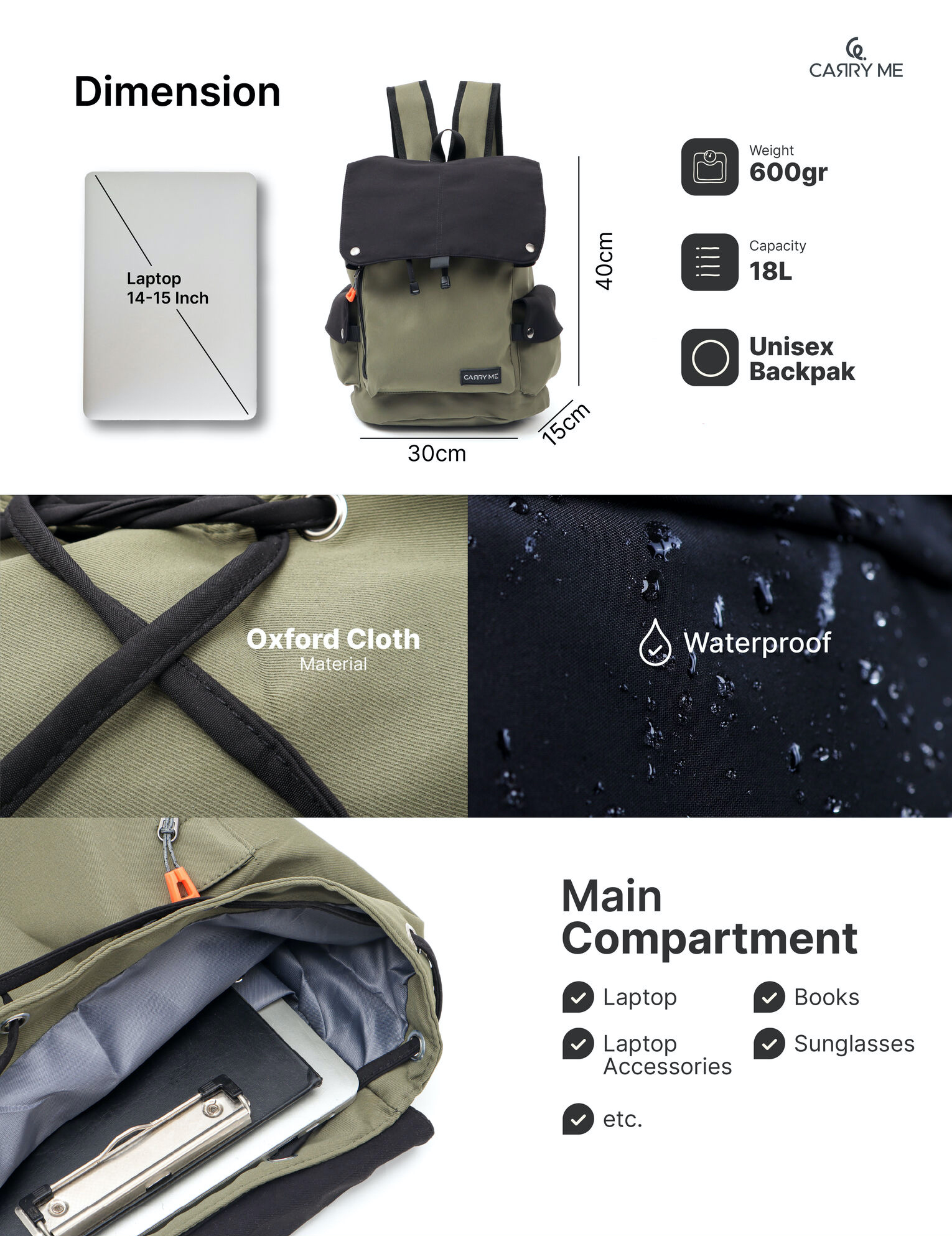 Jual Carry Me - Easypack Buckle Backpack / Ransel Wanita Pria Travel ...