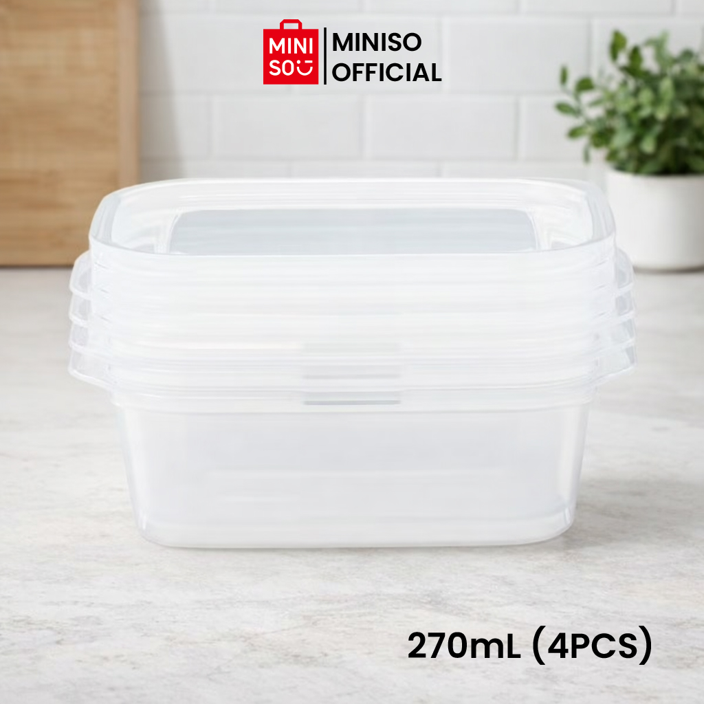 Jual MINISO Transparent White Series Square Food Container Tempat ...