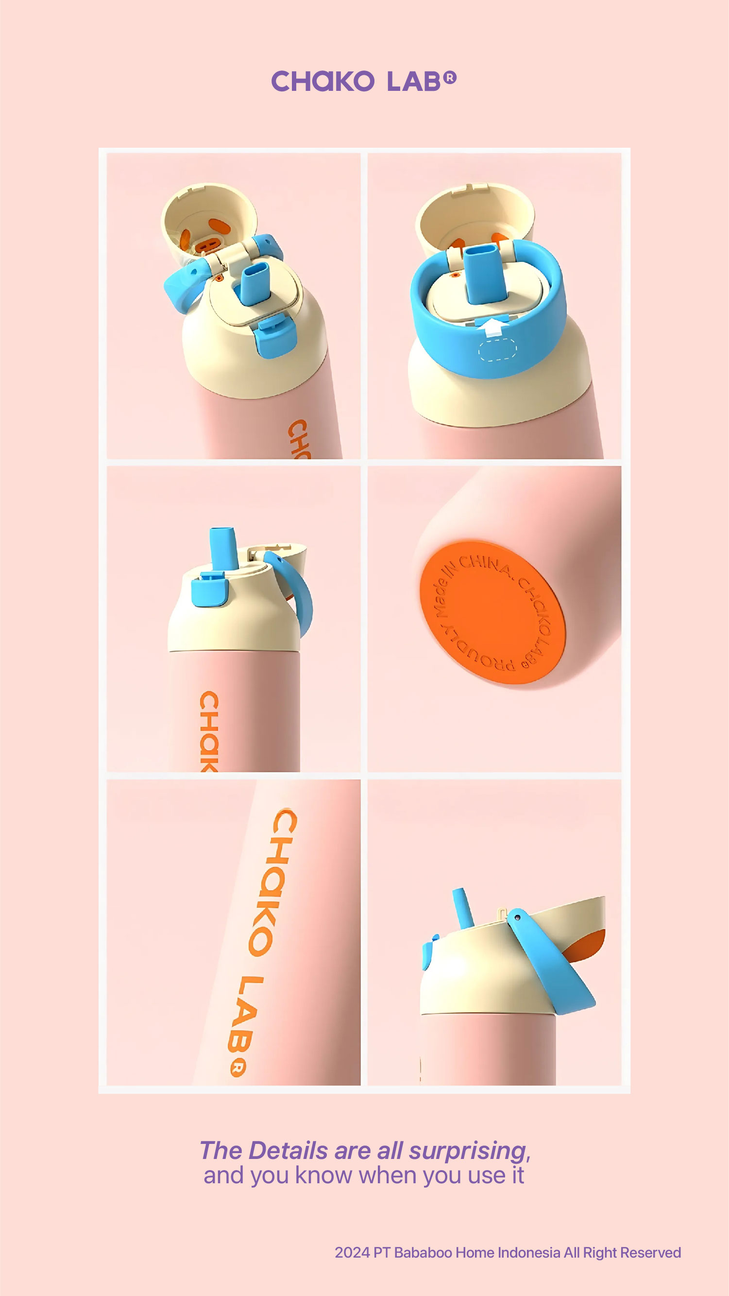 Jual CHAKO LAB KaDa DoubleSip Insulated Bottle Hero (700ml) - Bubblegum ...
