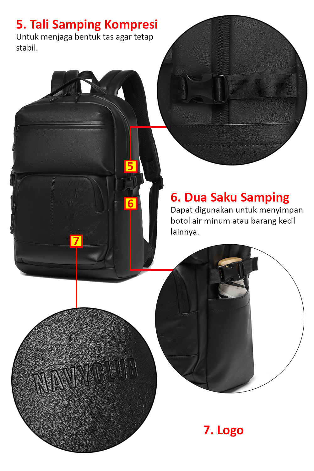 Jual Navy Club Tas Ransel Kulit Sintetis Laptop Kasual CBGC - Backpack ...