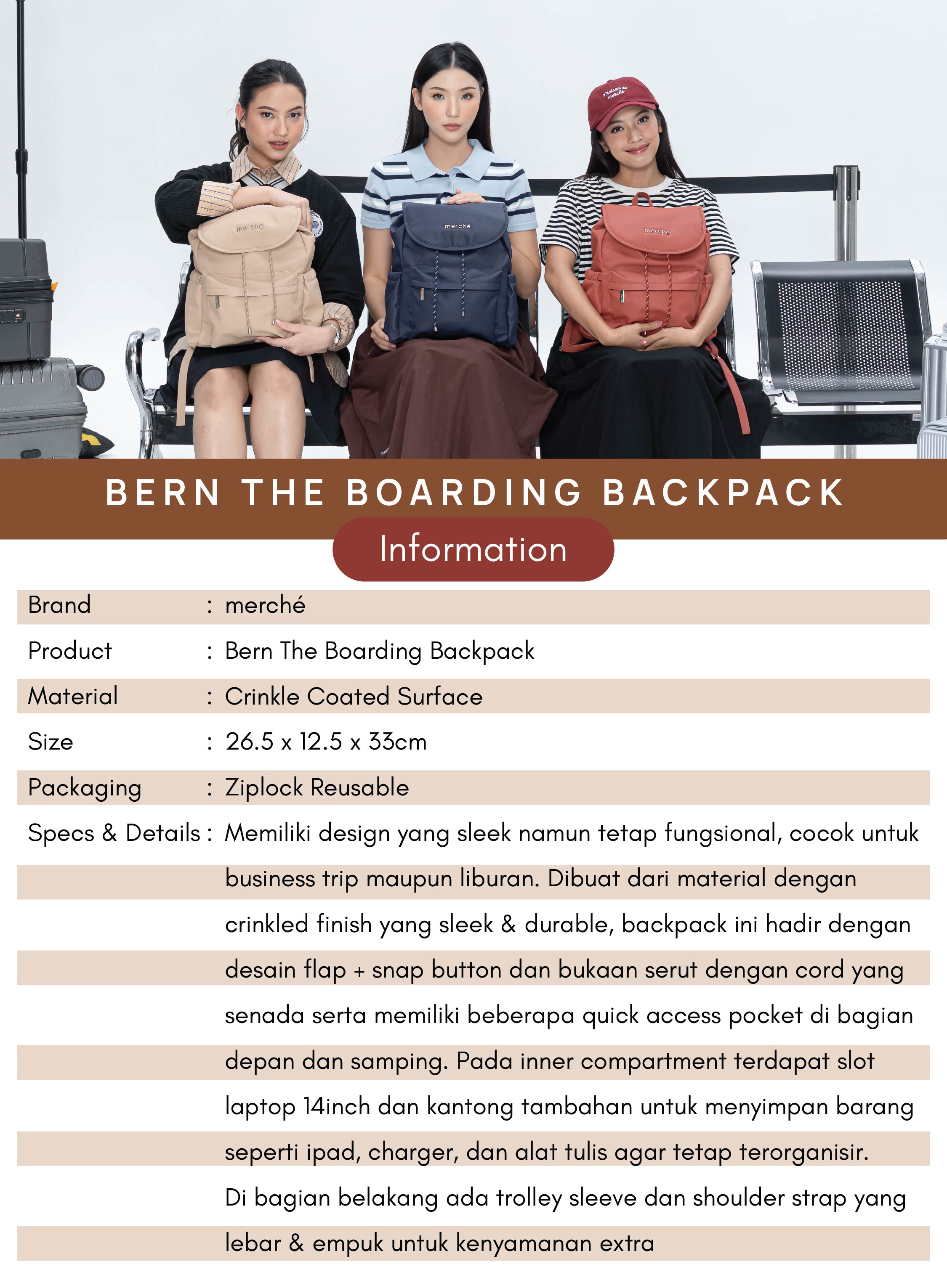 Jual Merche Tas Wanita Bern Backpack | Shopee Indonesia