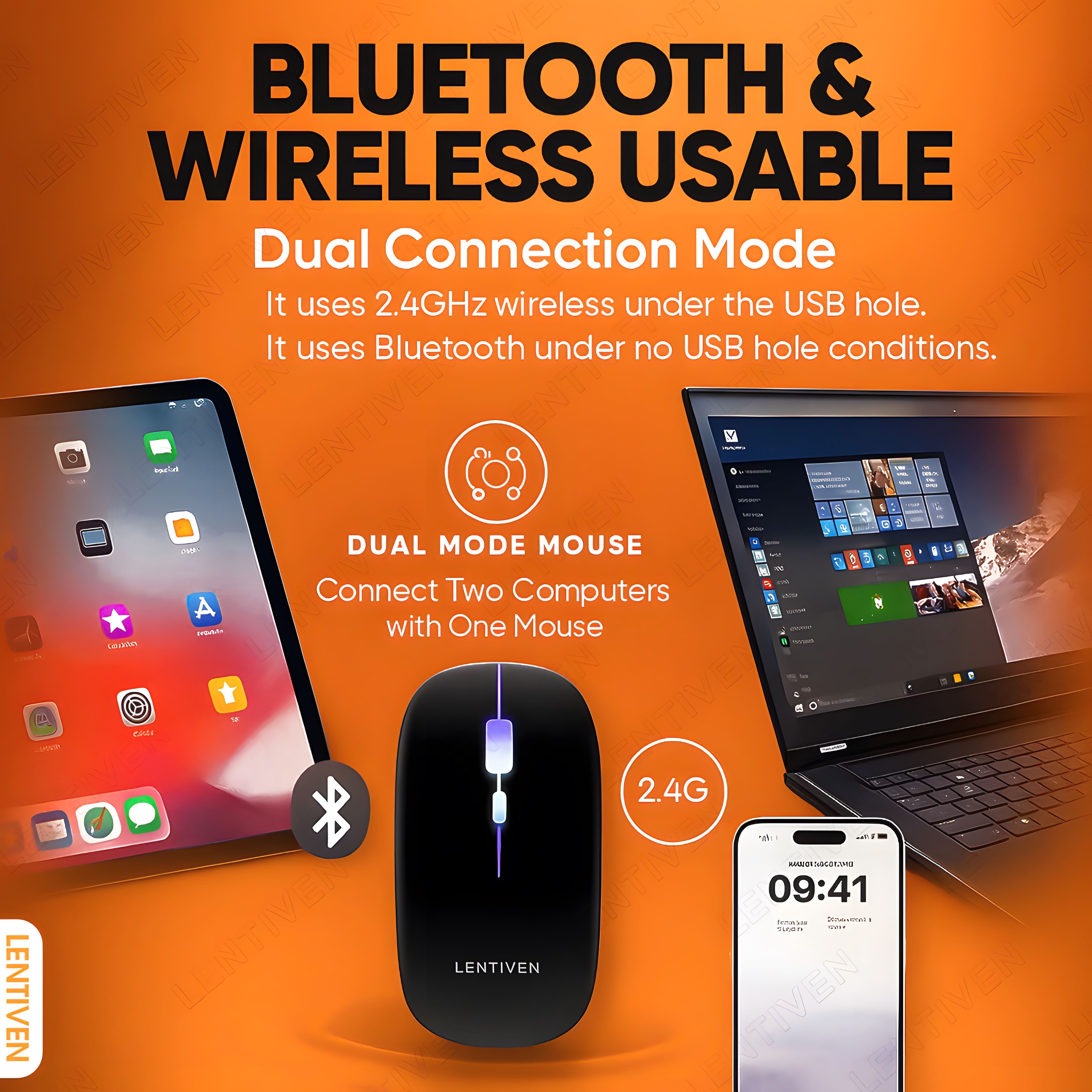Jual Mouse Wireless LENTIVEN 2.4G 4000DPI Receiver USB untuk PC Laptop ...