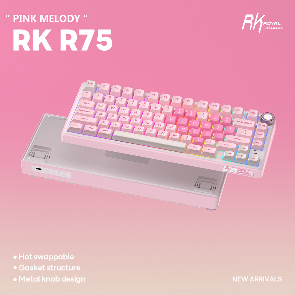 Jual RK Royal Kludge RKR75 Pink Melody Gasket Wired With Knob ...