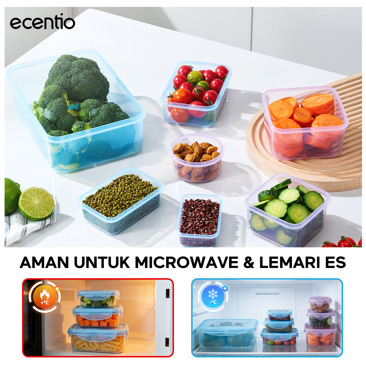 Jual [kol exclusive] ecentio food container 7pcs anti tumpah kotak ...