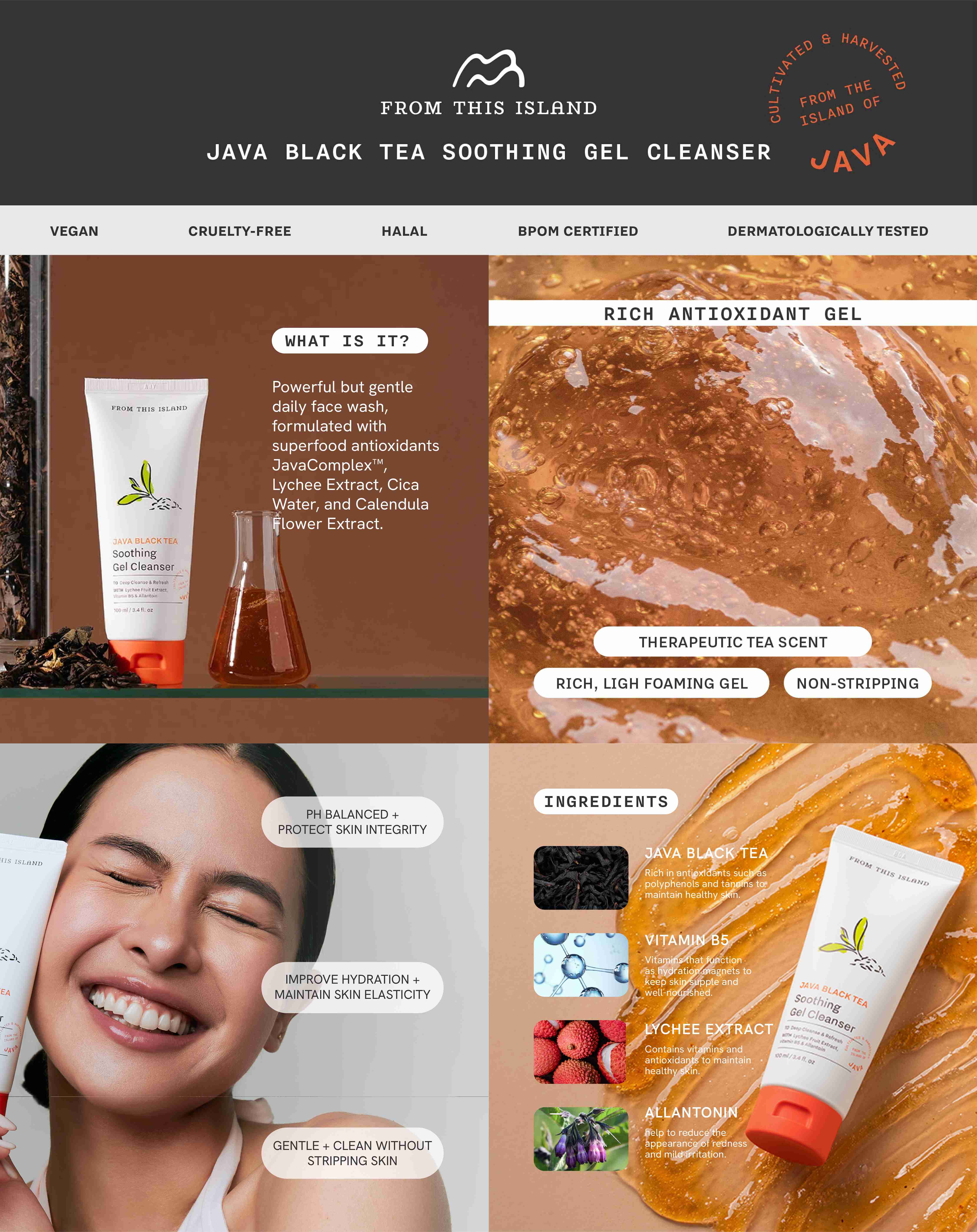Jual From This Island Java Black Tea Soothing Gel Cleanser | Sabun Cuci ...