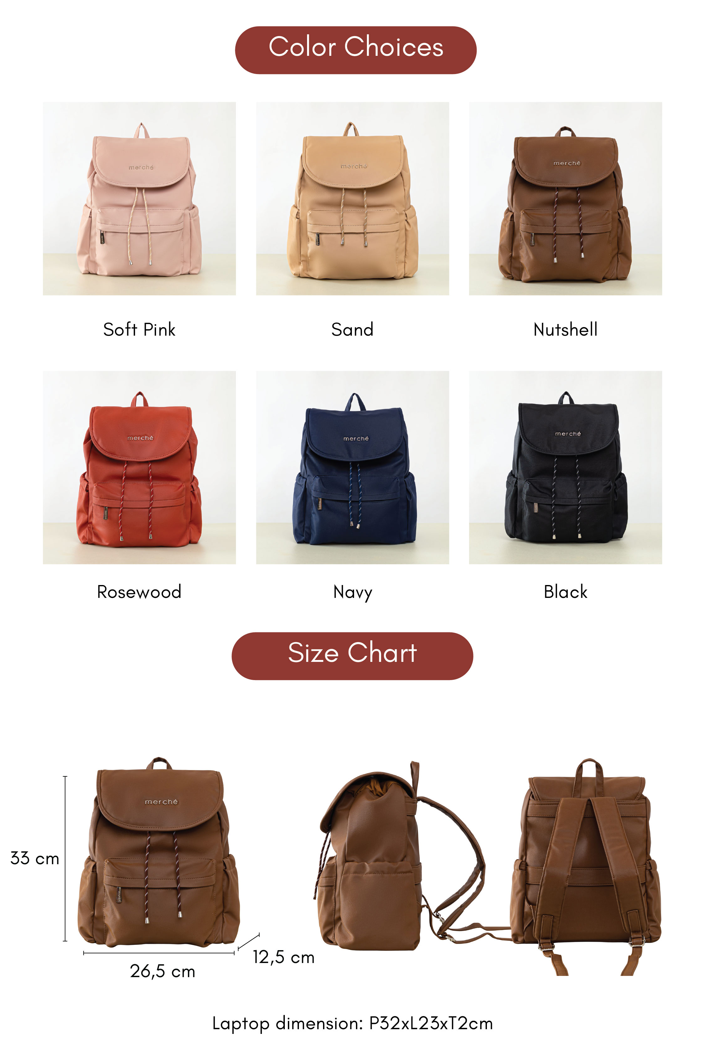 Jual Merche Tas Wanita Bern Backpack | Shopee Indonesia