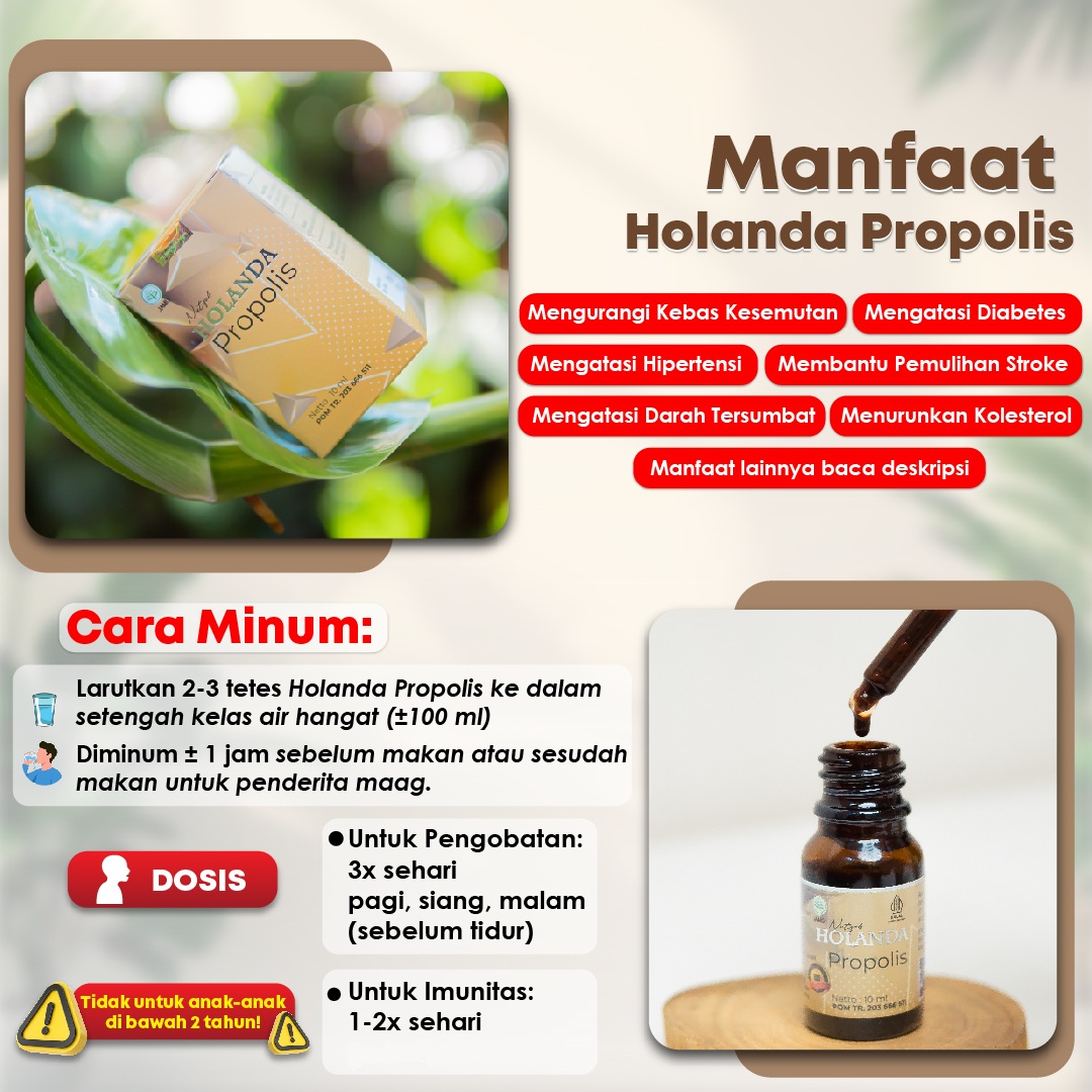 Jual HOLANDA Propolis 3 Botol 10 ml Suplemen Ekstark Bee Pollen Atasi ...