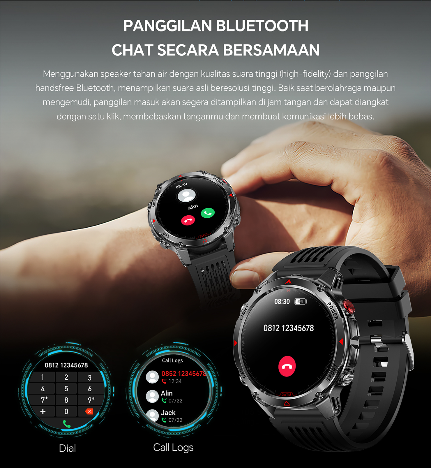 Jual Morein Plus Rock 2 GPS Smartwatch - GPS + Kompas | Tahan Air 3ATM ...