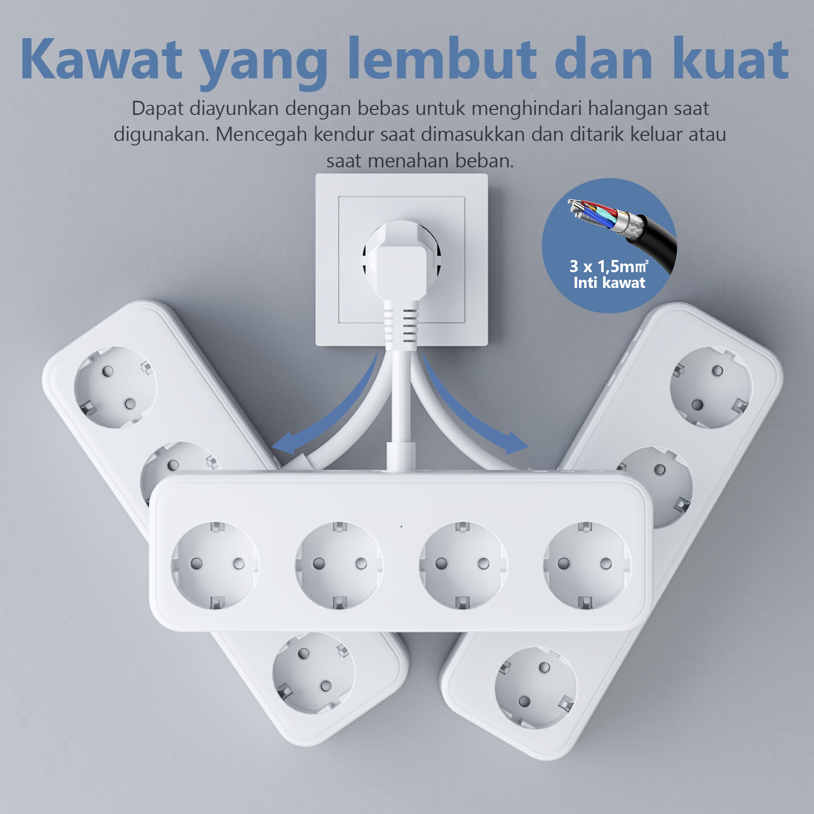 Jual Anrmesun Stop Kontak Power Strip 3 Socket 2UC+1AC Power Strip Stop ...