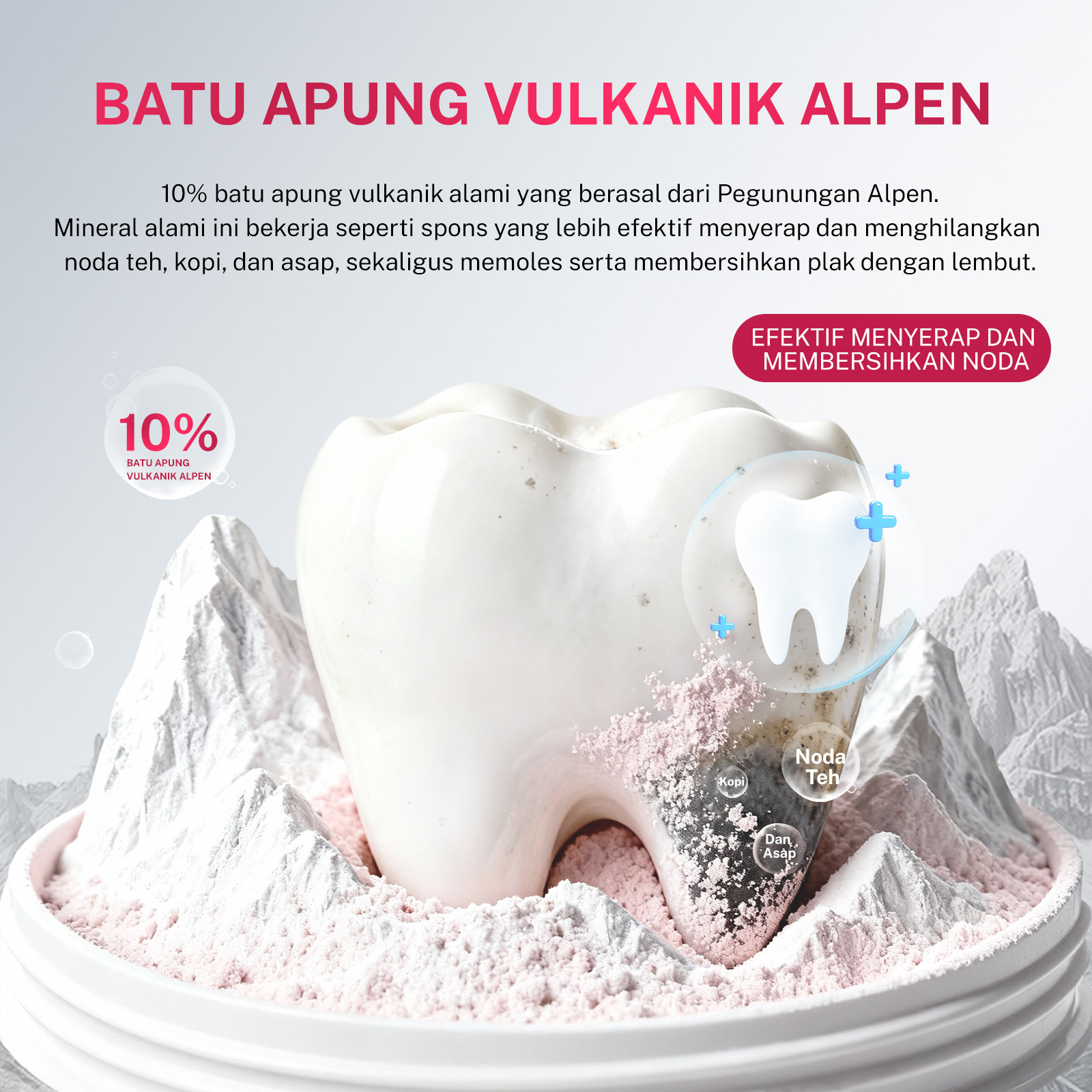 Jual Metoo Volcanic Pumice Whitening Tooth Powder 50g / Whitening Tooth ...