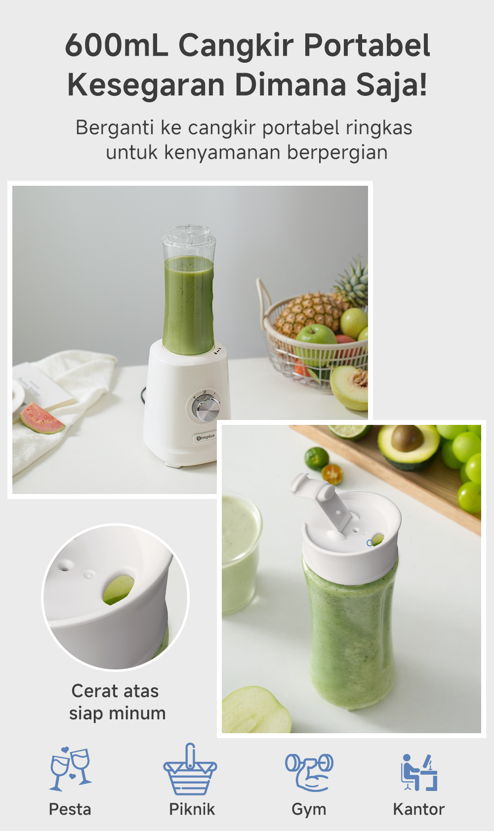 Jual Simplus Blender 1250mL 2-in-1 Blender&Pencacah Bahan food-grade ...