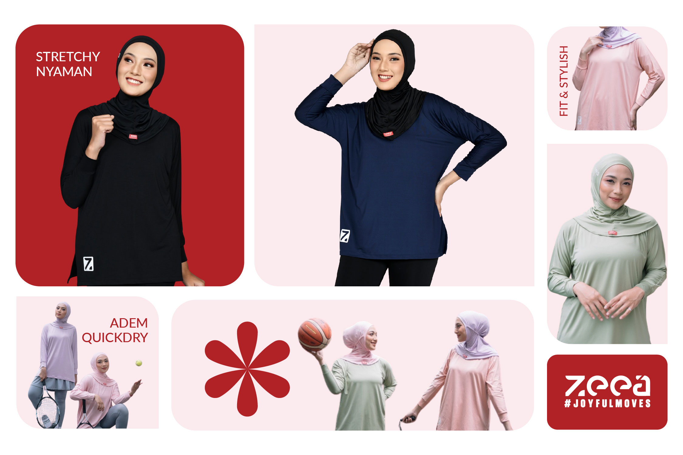 Jual Zeea Baju Olahraga Wanita Muslimah Fabric Quick Dry Inner Farah ...