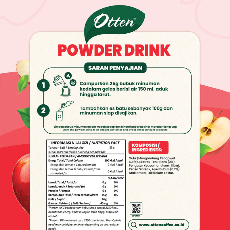 Jual Otten - Apple Tea Powder Drink / Bubuk Minuman Serbuk Teh Rasa ...